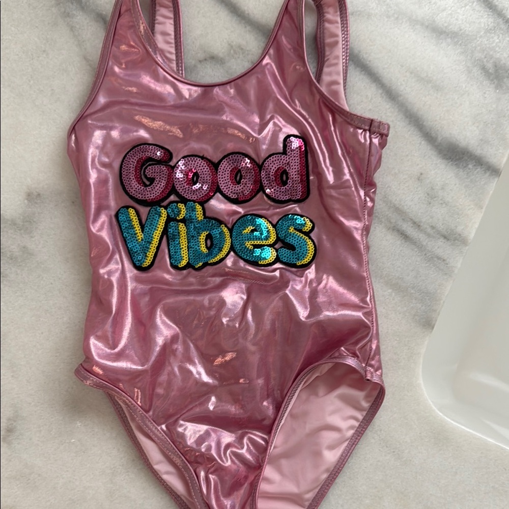 Pink 'Good Vibes' Swimsuit